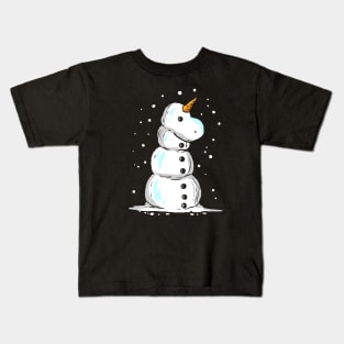 Unicorn Snowman For Christmas In July Kids T-Shirt